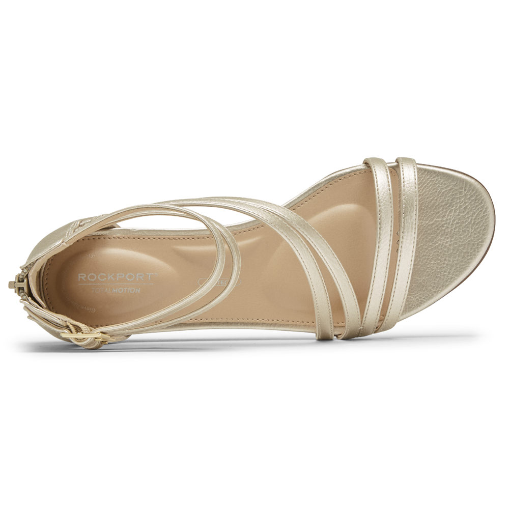 Rockport Womens Sandals Gold - Total Motion Zandra Asymmetrical - UK 407-RZAEXJ